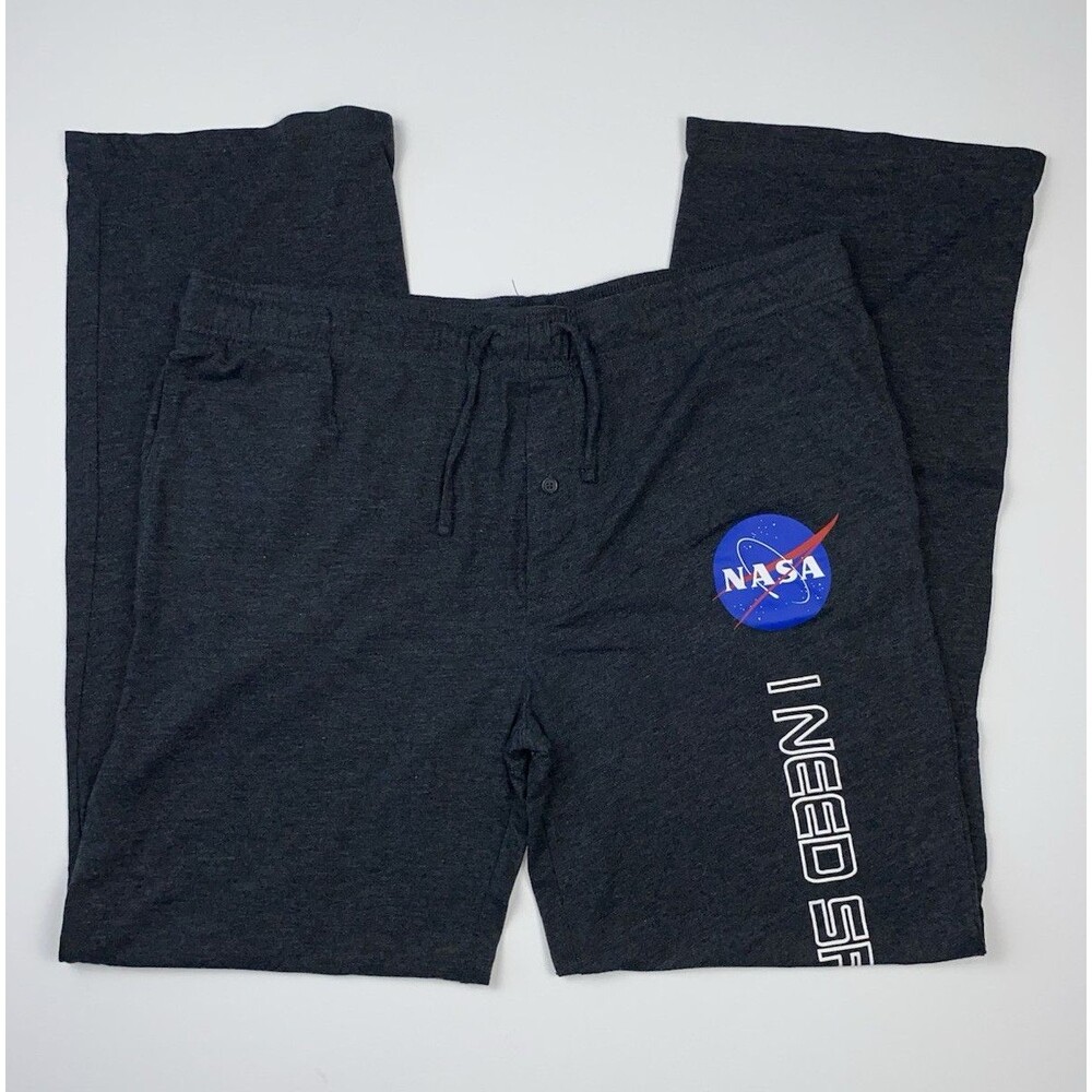 NASA I Need Space Gray Graphic Logo Pajama Pants Drawstring Pockets Size 2X